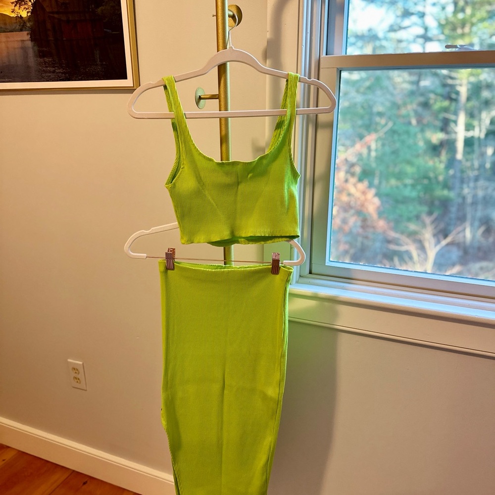 Lulu’s Set For Life Green Ribbed Bodycon Two-Piece Dress - Picture 3 of 7